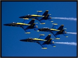 Boeing F/A 18-Hornet, Blue, Samoloty, Cztery, Angels